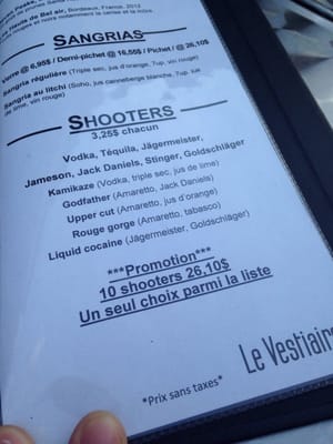 Menu photo 3 Le Vestiaire Montreal, QC Menu photo 3 Le Vestiaire Montreal, QC