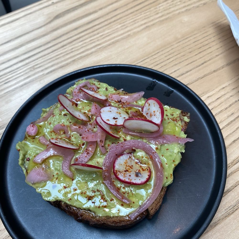 Café Pearl - Avocado toast, pickled red onion, radish, chili oil - Cafes Near Me - Providence, Rhode Island