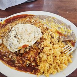 Cactus Cafe - Red chile enchiladas with chicken and egg- so good!