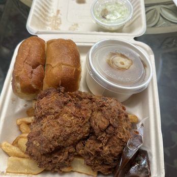Donahoo's Golden Chicken - Two piece meal with mashed potatoes and I added a small coleslaw - Chicken Wings Near Me - Pomona, California Donahoo's Golden Chicken - Two piece meal with mashed potatoes and I added a small coleslaw - Chicken Wings Near Me - Pomona, California