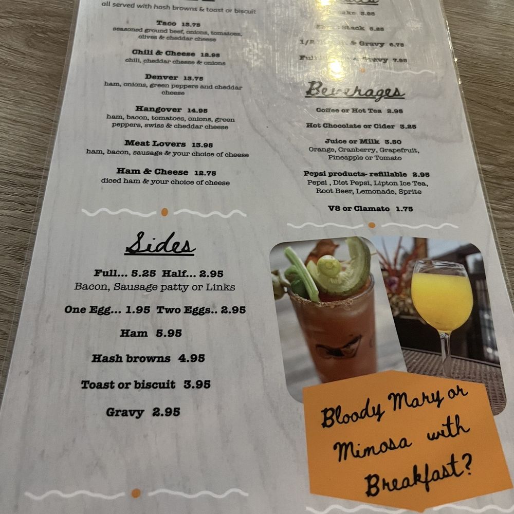 Breakfast menu Breakfast menu