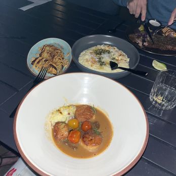 VAGA Restaurant & Bar - Scallops, plus sides of polenta and sweet potatoes - Latin American Near Me - Encinitas, California VAGA Restaurant & Bar - Scallops, plus sides of polenta and sweet potatoes - Latin American Near Me - Encinitas, California