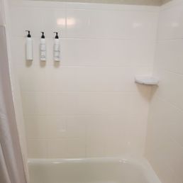 Shower and free shampoo/conditioner/body wash. Shower and free shampoo/conditioner/body wash.
