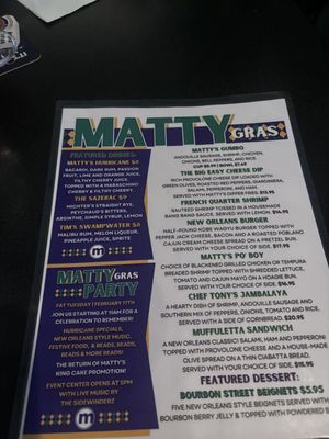Menu photo 1 Matty's Bar & Grille New Berlin, WI Menu photo 1 Matty's Bar & Grille New Berlin, WI