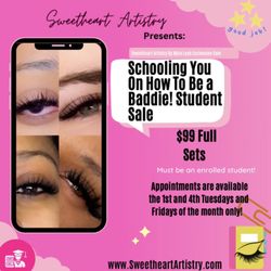 Sweetheart Artistry by Myia - Sale for all students in the 1st and 4th Tuesdays and Fridays.