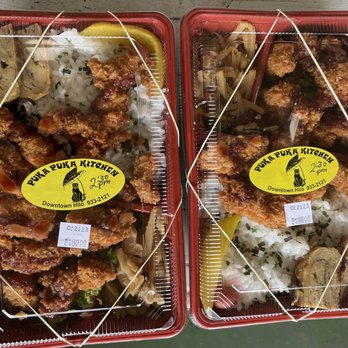 Puka Puka Kitchen - to go bento boxes prepared and ready to grab and pay for at the door - Asian Fusion Near Me - Hilo, Hawaii Puka Puka Kitchen - to go bento boxes prepared and ready to grab and pay for at the door - Asian Fusion Near Me - Hilo, Hawaii