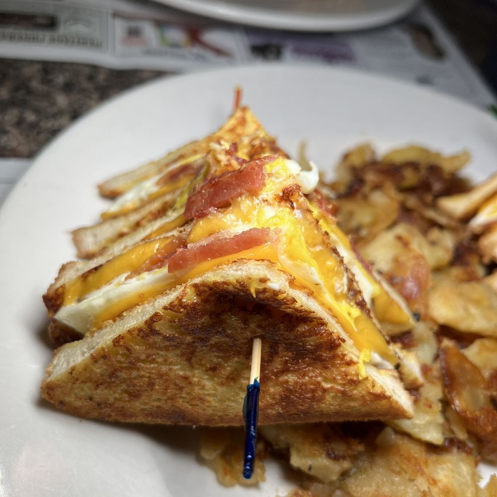 a grilled cheese and bacon sandwich
