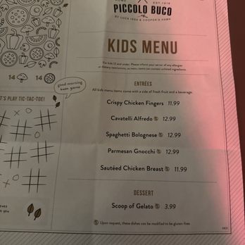 Piccolo Buco by Cooper's Hawk - Kids Menu - Wine Bars Near Me - Tampa, Florida