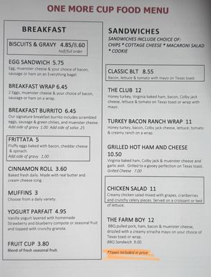 Menu photo 1 One More Cup Burlington, IN Menu photo 1 One More Cup Burlington, IN