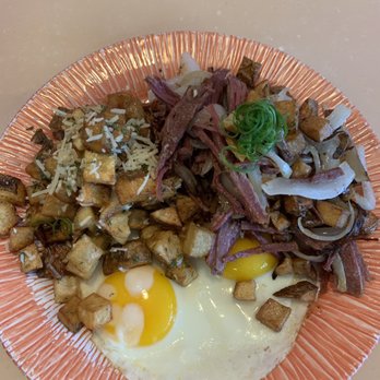 My Cafe - Homemade corn beef hash with truffle parmesan potatoes with sunny side eggs - Breakfast & Brunch Near Me - Kapolei, Hawaii My Cafe - Homemade corn beef hash with truffle parmesan potatoes with sunny side eggs - Breakfast & Brunch Near Me - Kapolei, Hawaii