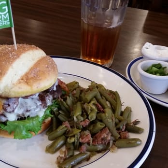 Bob Evans - Smokehouse Burger with green beans and baked potato - American Near Me - Romulus, Michigan