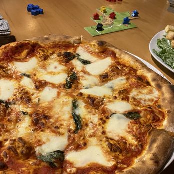 Pizzeria Ludica - Margherita Pizza (front), Carcassonne (back) - Pizza Near Me - New Westminster, British Columbia Pizzeria Ludica - Margherita Pizza (front), Carcassonne (back) - Pizza Near Me - New Westminster, British Columbia