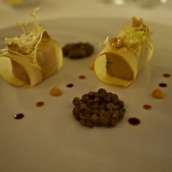 Restaurant Maison Lameloise - Foie wrapped in thin sheets of pears - French Near Me - Chagny, 71 Restaurant Maison Lameloise - Foie wrapped in thin sheets of pears - French Near Me - Chagny, 71