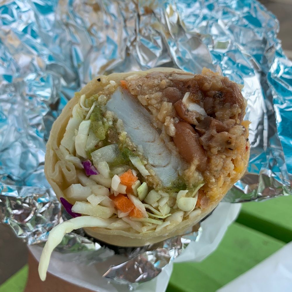 Taco tita - Fish burrito with verde sauce - Tacos Near Me - Naalehu, Hawaii