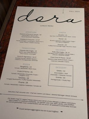 Menu photo 5 Dora Ristorante La Jolla, CA Menu photo 5 Dora Ristorante La Jolla, CA