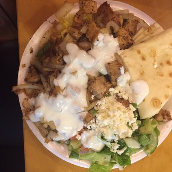 Greek Cafe - Soluvaki Platter - Greek salad, 4 slices of pita, rice, pork, onions and peppers. - Greek Near Me - Franklin, Tennessee