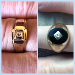 Left photo (after); right photo (original ring from my grandfather).