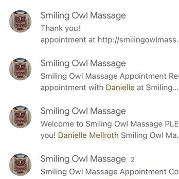 Smiling Owl Massage - Showing how she emailed from her personal further making her last minute cancellation confusing. - Massage Therapy Near Me - Seattle, Washington