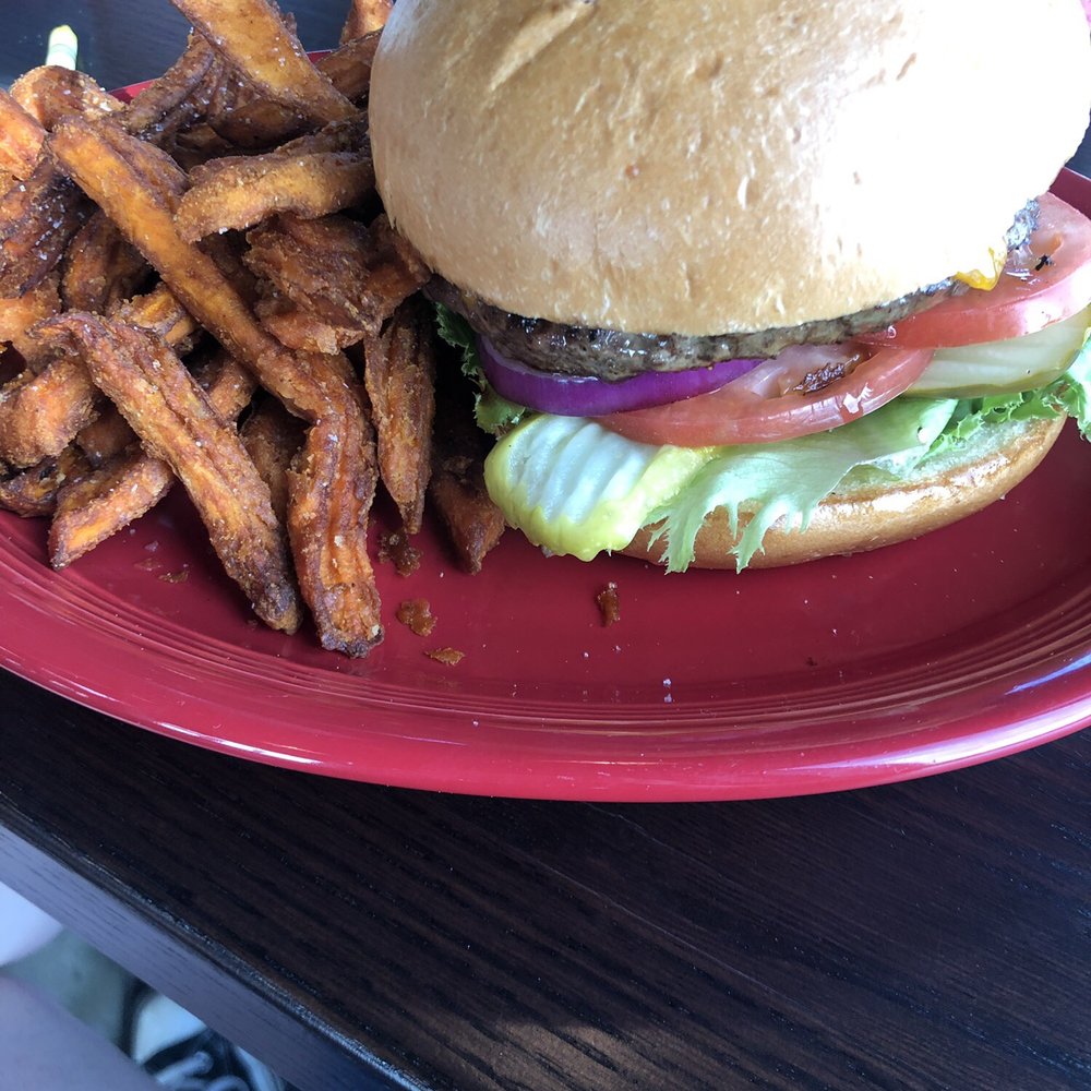 Strap Tank Brewery - Cheese Burger with Sweet Potato fries. - New American Near Me - Lehi, Utah