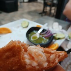 Ostioneria Colima - Shrimp empanada...that green salsa served with, is super delicious.