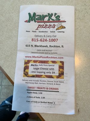 Menu photo 3 Mark's Pizza Rockton, IL