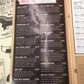 Groucho's Deli - The menu. - Delis Near Me - Columbia, South Carolina