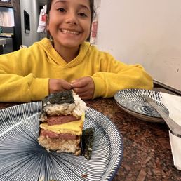 The musubi cut in half
