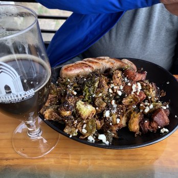 Monkless Belgian Ales - Roasted Brussel Sprouts with German sausage. Recommend by our server!! - Belgian Near Me - Bend, Oregon