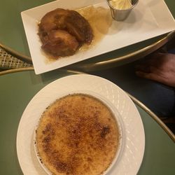 Tarte Tatin , like an apple crumble and creme brûlée. Delicious.