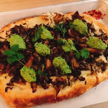 Double Zero - Maitake mushroom pizza with parsley pesto. Love the umami flavor from the mushroom - Pizza Near Me - New York, New York