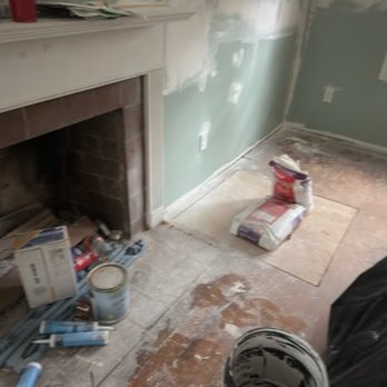 Exstream Roofing - No attempt at oak flooring repair after a year. Contract calls for repair and varnish. - Roofing Near Me - Grand Bay, Alabama