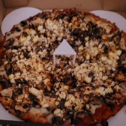 Abby's Legendary Pizza - Mushroom and feta. Lots of feta!!