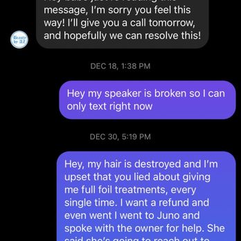 Beauty By AZ - No response, so I went to her manager who was horrified and once again asked for a refund - Hair Stylists Near Me - Portland, Oregon Beauty By AZ - No response, so I went to her manager who was horrified and once again asked for a refund - Hair Stylists Near Me - Portland, Oregon