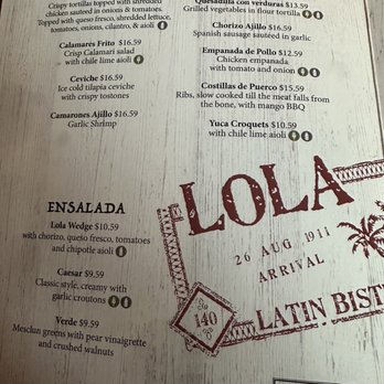 Lola Latin Bistro - Menu - Latin American Near Me - Metuchen, New Jersey