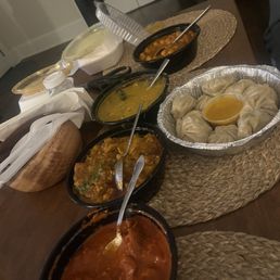 Chicken Vindaloo, Aloo Gobi, Vegetable Momo, Yellow Daal, Channa Masala Chicken Vindaloo, Aloo Gobi, Vegetable Momo, Yellow Daal, Channa Masala