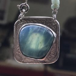 Sil's Art From Within Studio - Pendant made with Art Clay Silver s cabochon is a Peruvian blue Opal. Hand made by Sam a friend and student.