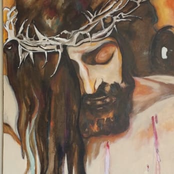 The Rustic Table - One negative reviewer stated there is awkward art work here.  I don't find Jesus awkward, I find the artwork wonderful! - New American Near Me - Emigrant Gap, California