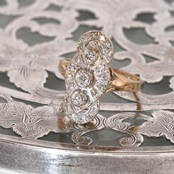 Atlanta Diamond Design - 14k white and yellow antique, art-deco, estate ring featuring .47ctw diamonds. $1197