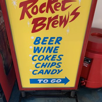Rocket Brews - a sign for beer, wine, chips and candy to go - Beer, Wine & Spirits Near Me - Amarillo, Texas