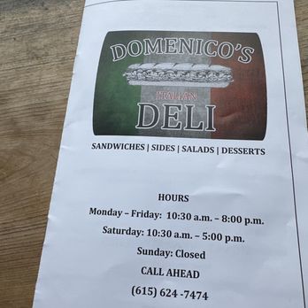 Domenico's Italian Deli - Hours - Sandwiches Near Me - Murfreesboro, Tennessee Domenico's Italian Deli - Hours - Sandwiches Near Me - Murfreesboro, Tennessee