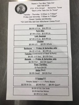 Menu photo 7 Pennie's Tex Mex Take Out Galveston, TX Menu photo 7 Pennie's Tex Mex Take Out Galveston, TX