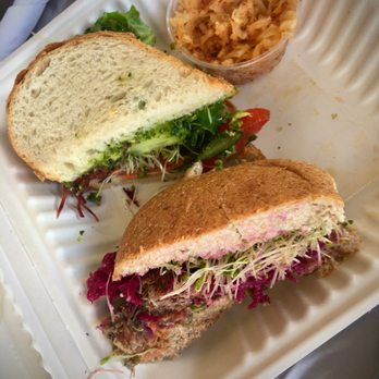The Booch Bar - 1/2 of a Veg Head sandwich, 1/2 of the Conscious Culture Burger, and a side of kimchi....ALL delicious!!!! - Breakfast & Brunch Near Me - Hilo, Hawaii The Booch Bar - 1/2 of a Veg Head sandwich, 1/2 of the Conscious Culture Burger, and a side of kimchi....ALL delicious!!!! - Breakfast & Brunch Near Me - Hilo, Hawaii