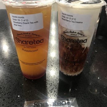 Sharetea - Strawberry Peach Tea and Mixed Berry Tea Crema - Bubble Tea Near Me - Carrollton, Texas
