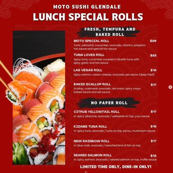 Moto Sushi - sushi lunch special - Japanese Near Me - Glendale, California Moto Sushi - sushi lunch special - Japanese Near Me - Glendale, California