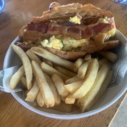Rise Up Coffee Shop And Bistro - Croissant with eggs