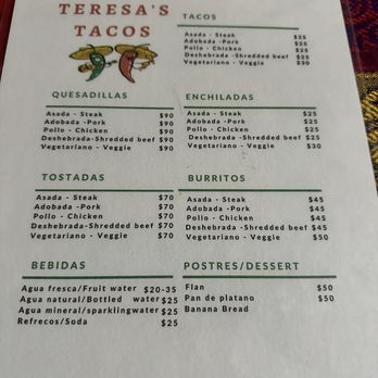 Teresa’s Tacos - Menu - Tacos Near Me - Punta de Mita, NAY