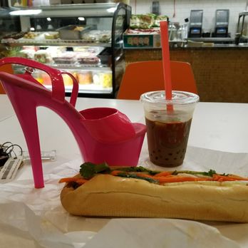 Banhwich Cafe - I think the shoe has been drinking my Vietnamese iced coffee - Sandwiches Near Me - Lincoln, Nebraska