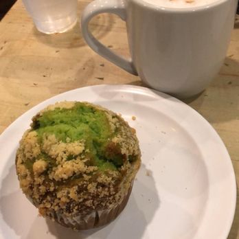 Cinnamon Tree Cafe - Medium sized cappuccino. Pistachio muffin - Creperies Near Me - Port Orange, Florida