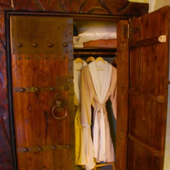 Adobe Grand Villas - Interior view of the beautiful and well-appointed Sagebrush Suite at the Adobe Grand Villas in Sedona AZ + His & Her Robes - Bed & Breakfast Near Me - Sedona, Arizona