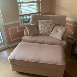 Cape May Custom Upholstery - Large chair and ottoman reupholstered expertly!